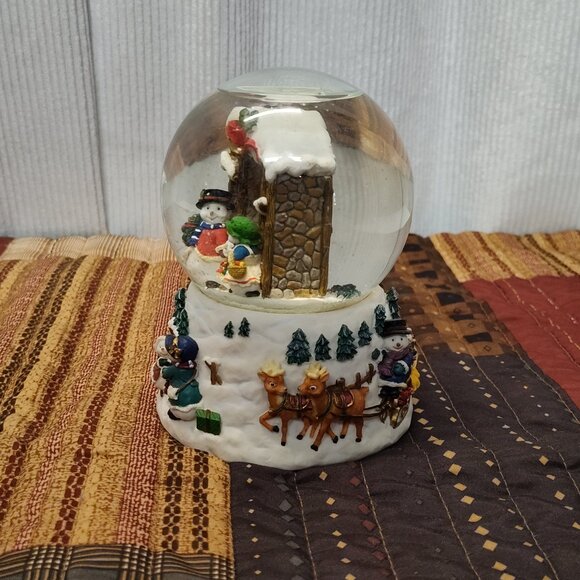 Snow Globe Photo Insert Snowman Winter Wonderland Plays "Let It Snow" See Video - Picture 5 of 10